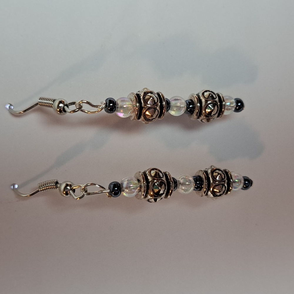 Hand made beaded dangle earrings